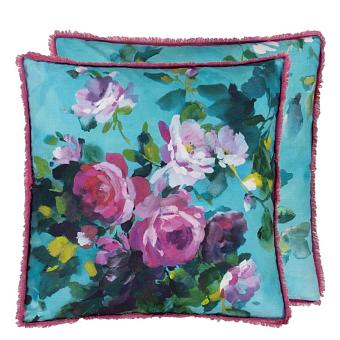 Подушка CCDG1457, Bouquet De Roses, Turquoise, Designers Guild 50 x 50см 