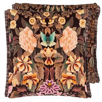 Подушка CCDG1386, Ikebana Damask Velvet, Chocolate, Designers Guild 55 x 55см 